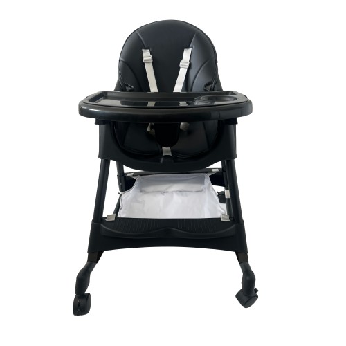 Καρεκλάκι φαγητού Bebe 4 σε 1 με ανάκληση και δυνατότητα κούνιας απο 6 μηνών έως 15 κιλά σε μαύρο χρώμα με μαύρα πόδια