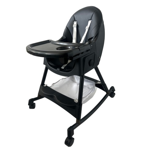 Καρεκλάκι φαγητού Bebe 4 σε 1 με ανάκληση και δυνατότητα κούνιας απο 6 μηνών έως 15 κιλά σε μαύρο χρώμα με μαύρα πόδια