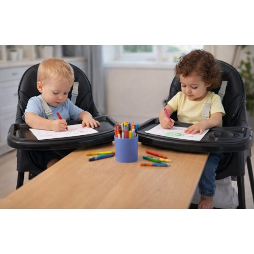 Καρεκλάκι φαγητού Bebe 4 σε 1 με ανάκληση και δυνατότητα κούνιας απο 6 μηνών έως 15 κιλά σε μαύρο χρώμα με μαύρα πόδια