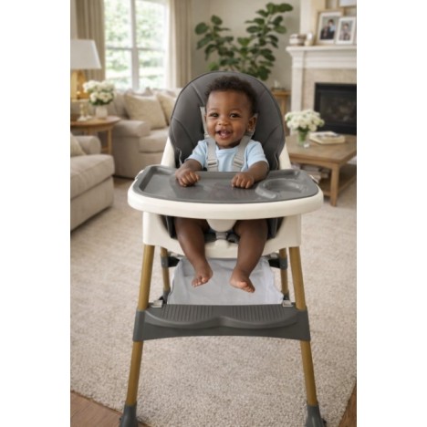 Καρεκλάκι φαγητού Bebe 4 σε 1 με ανάκληση και δυνατότητα κούνιας απο 6 μηνών έως 15 κιλά σε γκρι χρώμα