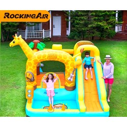 Rocking Air Φουσκωτό Τραμπολίνο Giraffe με αναρρήχηση και τσουλήθρα