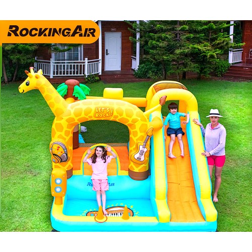 Rocking Air Φουσκωτό Τραμπολίνο Giraffe με αναρρήχηση και τσουλήθρα