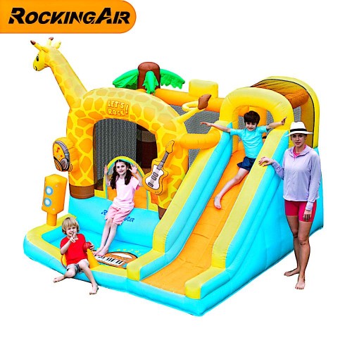 Rocking Air Φουσκωτό Τραμπολίνο Giraffe με αναρρήχηση και τσουλήθρα