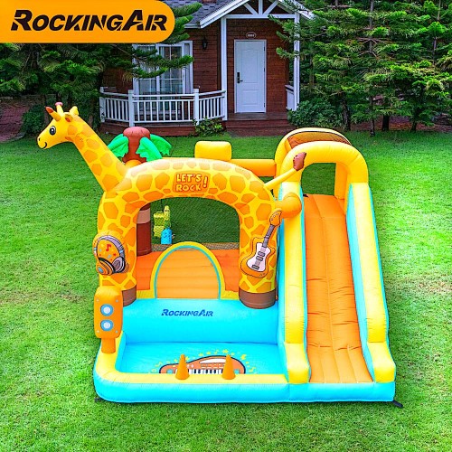 Rocking Air Φουσκωτό Τραμπολίνο Giraffe με αναρρήχηση και τσουλήθρα
