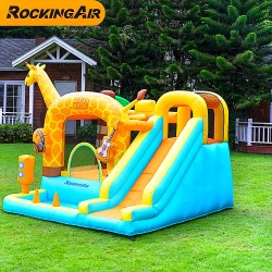 Rocking Air Φουσκωτό Τραμπολίνο Giraffe με αναρρήχηση και τσουλήθρα