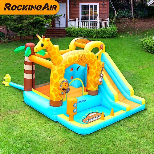 Rocking Air Φουσκωτό Τραμπολίνο Giraffe με αναρρήχηση και τσουλήθρα