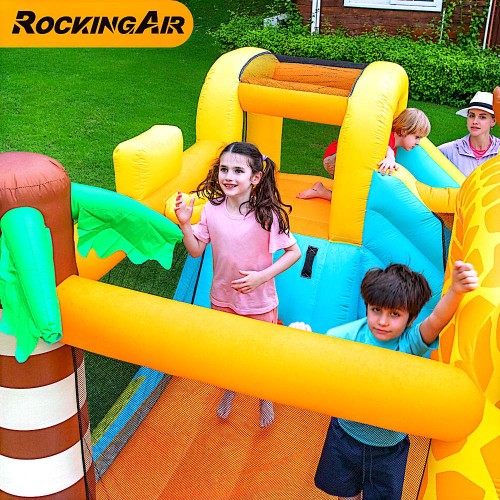 Rocking Air Φουσκωτό Τραμπολίνο Giraffe με αναρρήχηση και τσουλήθρα