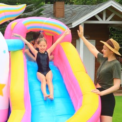 Φουσκωτό Τραμπολίνο Μονόκερος με νεροτσουλήθρα μπασκέτα πισίνα και αναρρίχηση