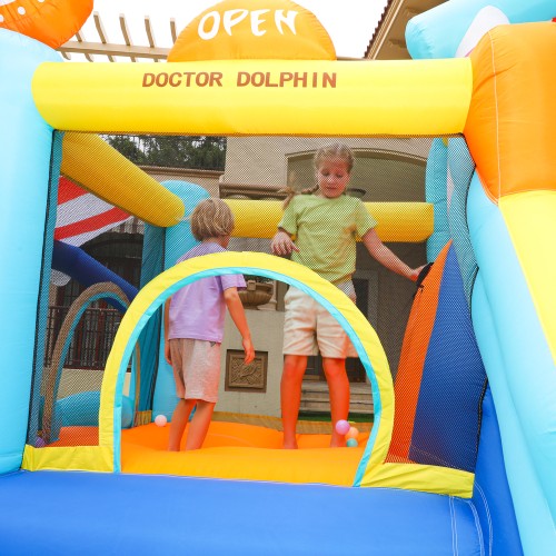 Doctor Dolphin Φουσκωτό Τραμπολίνο με δύο τσουλήθρες αναρρίχηση και μπαλοπισίνα