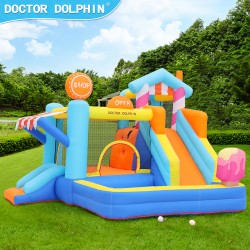 Doctor Dolphin Φουσκωτό Τραμπολίνο με δύο τσουλήθρες αναρρίχηση και μπαλοπισίνα