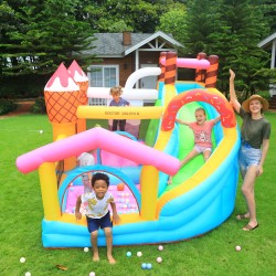 Doctor Dolphin Φουσκωτό Τραμπολίνο Ice Cream με τσουλήθρα αναρρίχηση και μπαλοπισίνα