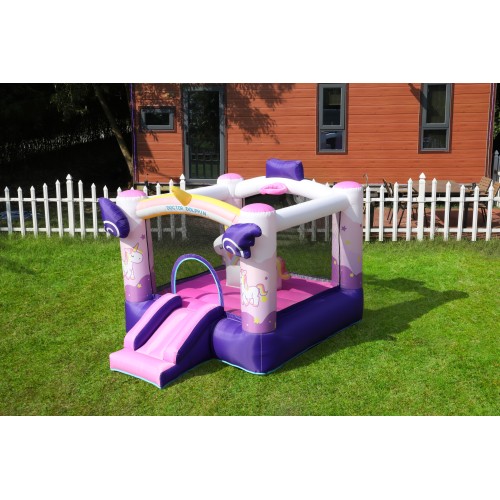 Doctor Dolphin Φουσκωτό Τραμπολίνο Μονόκερος με τσουλήθρα αλογάκι και μπασκέτα