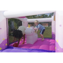 Doctor Dolphin Φουσκωτό Τραμπολίνο Μονόκερος με τσουλήθρα αλογάκι και μπασκέτα