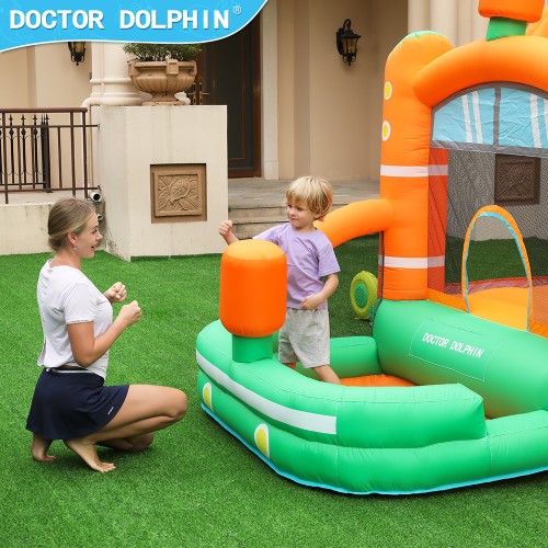 InflateFly Φουσκωτό Τραμπολίνο με τσουλήθρα σάκο του μποξ κρίκους και μπαλοπισίνα