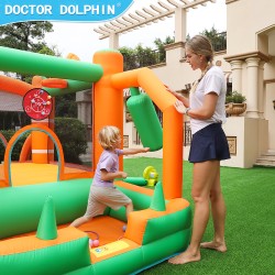 InflateFly Φουσκωτό Τραμπολίνο με τσουλήθρα σάκο του μποξ κρίκους και μπαλοπισίνα