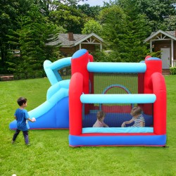 AirMyFun Φουσκωτό Τραμπολίνο με τσουλήθρα μπασκέτα στόχο και σάκο του μποξ