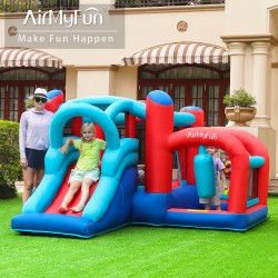 AirMyFun Φουσκωτό Τραμπολίνο με τσουλήθρα μπασκέτα στόχο και σάκο του μποξ