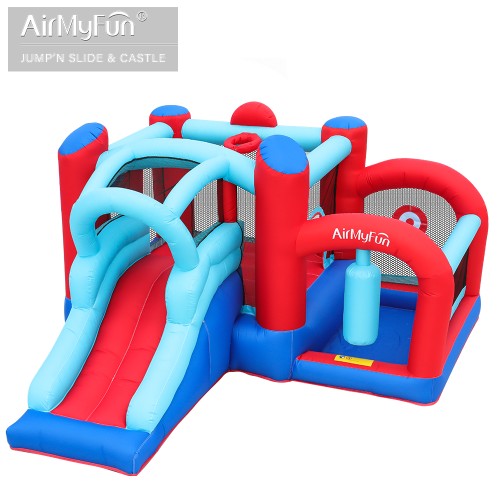 AirMyFun Φουσκωτό Τραμπολίνο με τσουλήθρα μπασκέτα στόχο και σάκο του μποξ