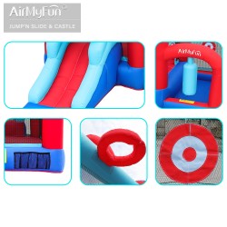 AirMyFun Φουσκωτό Τραμπολίνο με τσουλήθρα μπασκέτα στόχο και σάκο του μποξ