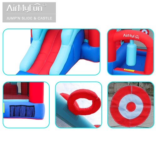 AirMyFun Φουσκωτό Τραμπολίνο με τσουλήθρα μπασκέτα στόχο και σάκο του μποξ