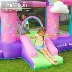 AirMyFun Φουσκωτό Τραμπολίνο Μονόκερος Ουράνιο τόξο με τσουλήθρα κρίκους και μπαλοπισίνα