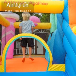 AirMyFun Φουσκωτό Τραμπολίνο Παγωτατζίδικο με δύο τσουλήθρες αναρρίχηση μπασκέτα και στόχο