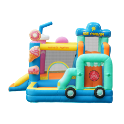 AirMyFun Φουσκωτό Τραμπολίνο Παγωτατζίδικο με δύο τσουλήθρες αναρρίχηση μπασκέτα και στόχο