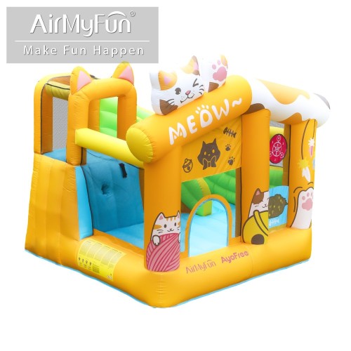 AirMyFun Φουσκωτό Τραμπολίνο Γατούλα με τσουλήθρα αναρρίχηση μπασκέτα και στόχο