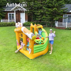 AirMyFun Φουσκωτό Τραμπολίνο Γατούλα με τσουλήθρα αναρρίχηση μπασκέτα και στόχο