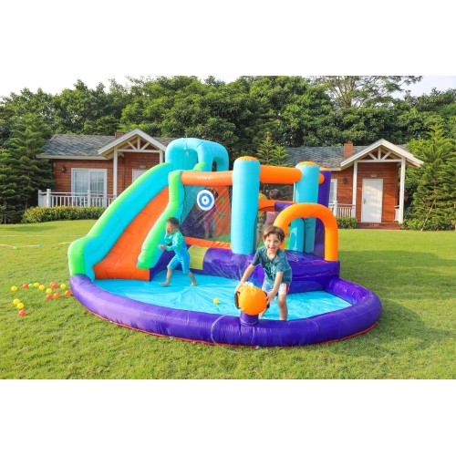 AirMyFun Φουσκωτό Τραμπολίνο με νεροτσουλήθρα αναρρ΄΄ιχηση πισίνα και νεροπίστολο