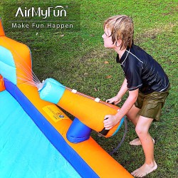 AirMyFun Φουσκωτό Τραμπολίνο με δύο νεροτσουλήθρες αναρρ΄΄ιχηση πισίνα νεροπίστολο τέρμα και μπασκέτα