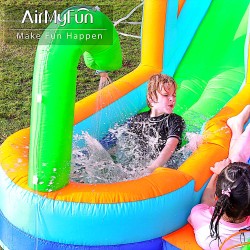 AirMyFun Φουσκωτό Τραμπολίνο με δύο νεροτσουλήθρες αναρρ΄΄ιχηση πισίνα νεροπίστολο τέρμα και μπασκέτα