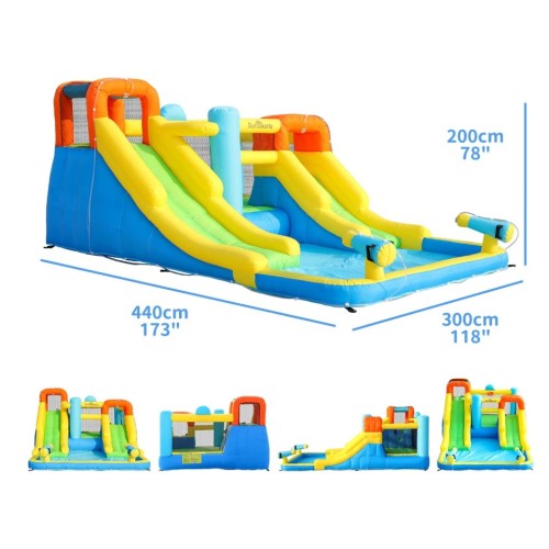 SunSports Φουσκωτό Τραμπολίνο με δύο νεροτσουλήθρες μπασκέτα αναρρίχηση και νεροπίστολα