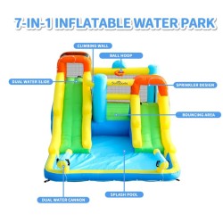 SunSports Φουσκωτό Τραμπολίνο με δύο νεροτσουλήθρες μπασκέτα αναρρίχηση και νεροπίστολα