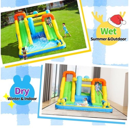 SunSports Φουσκωτό Τραμπολίνο με δύο νεροτσουλήθρες μπασκέτα αναρρίχηση και νεροπίστολα