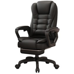 Καρέκλα Γραφείου Διευθυντική με μπράτσα και ανάκληση Δερματίνης Μαύρο 115-125x64x70cm