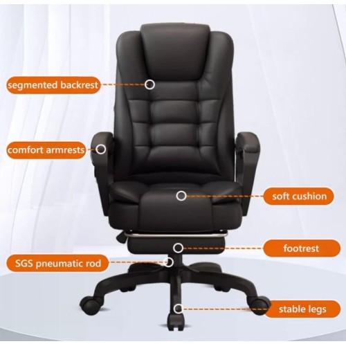 Καρέκλα Γραφείου Διευθυντική με μπράτσα και ανάκληση Δερματίνης λευκή 115-125x64x70cm