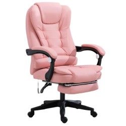 Καρέκλα Γραφείου Διευθυντική με μπράτσα και ανάκληση Δερματίνης ροζ 115-125x64x70cm