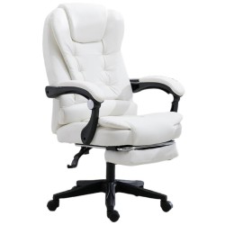 Καρέκλα Γραφείου Διευθυντική με μπράτσα και ανάκληση Δερματίνης λευκή 115-125x64x70cm