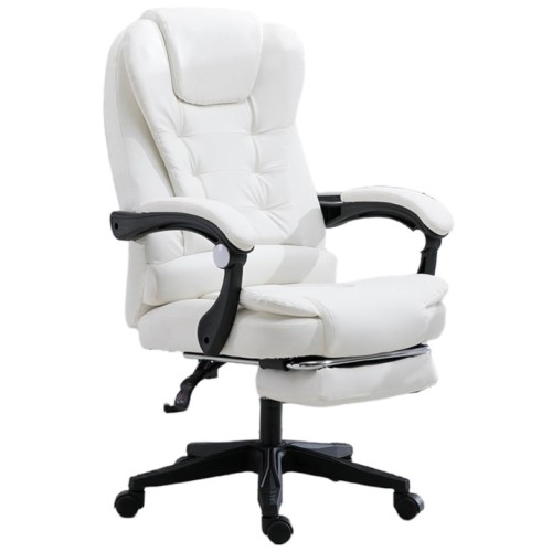 Καρέκλα Γραφείου Διευθυντική με μπράτσα και ανάκληση Δερματίνης λευκή 115-125x64x70cm