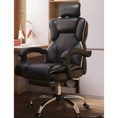 Καρέκλα Γραφείου Διευθυντική με μπράτσα και ανάκληση Δερματίνης μαύρη 109-117x73x65cm