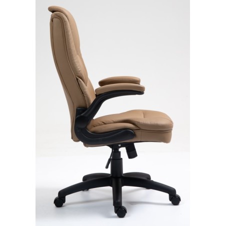 Καρέκλα Γραφείου Διευθυντική Δερματίνης με ρυθμιζόμενο προσκέφαλο και κινούμενα μπράτσα 118-126x71x68cm cappuchino
