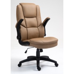 Καρέκλα Γραφείου Διευθυντική Δερματίνης με ρυθμιζόμενο προσκέφαλο και κινούμενα μπράτσα 118-126x71x68cm cappuchino