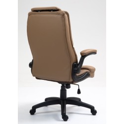 Καρέκλα Γραφείου Διευθυντική Δερματίνης με ρυθμιζόμενο προσκέφαλο και κινούμενα μπράτσα 118-126x71x68cm cappuchino