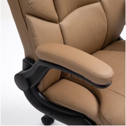 Καρέκλα Γραφείου Διευθυντική Δερματίνης με ρυθμιζόμενο προσκέφαλο και κινούμενα μπράτσα 118-126x71x68cm cappuchino
