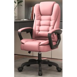 Καρέκλα Γραφείου Διευθυντική με ανάκληση και βάση χρωμίου Δερματίνης ροζ 111-120x60x58cm