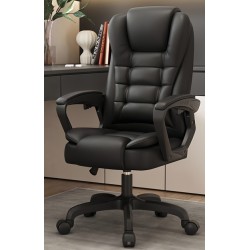 Καρέκλα Γραφείου Διευθυντική με ανάκληση και βάση χρωμίου Δερματίνης Μαύρο 111-120x60x58cm