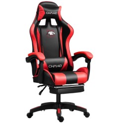 Καρέκλα Γραφείου Δερματίνης Gaming με υποπόδιο μαύρη κόκκινη 112-122x60x48cm