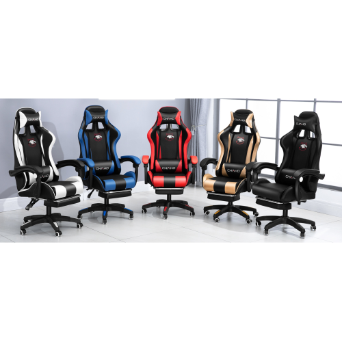 Καρέκλα Γραφείου Gaming Δερματίνης με Ανάκληση & Υποπόδιο ροζ