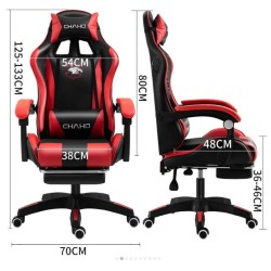Καρέκλα Γραφείου Δερματίνης Gaming με υποπόδιο ροζ λευκό 112-122x60x48cm
